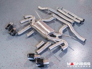 Jaguar F-TYPE Performance Exhaust System - MADNESS - 3.0L V6 - Dual Side Exit - Forged Carbon Fiber Exhaust Tips